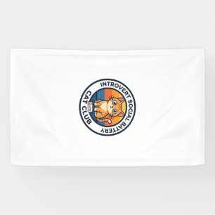 Introvert Social Battery Cat Cute Kitty Design - I Banner