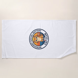 Introvert Social Battery Cat Cute Kitty Design - I Beach Towel