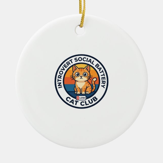 Introvert Social Battery Cat Cute Kitty Design - I Ceramic Tree Decoration (Front)