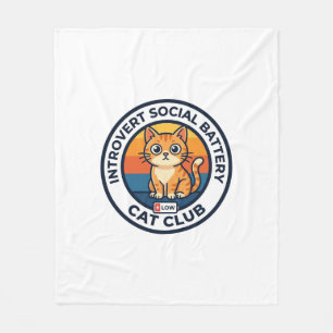 Introvert Social Battery Cat Cute Kitty Design - I Fleece Blanket