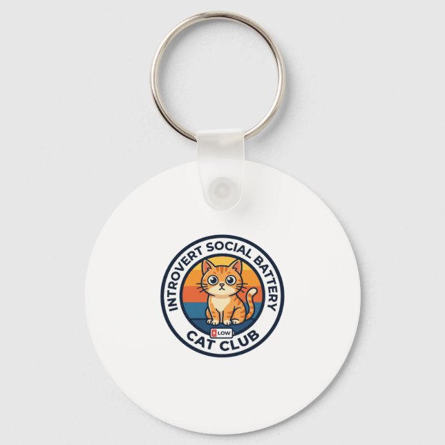 Introvert Social Battery Cat Cute Kitty Design - I Key Ring (Front)