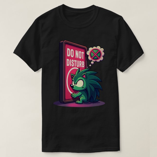 Introvert Social Media Avoidance Hedgehog T-Shirt (Design Front)