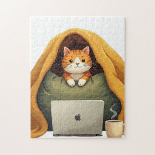 Introvert Survival Mode Cat Blanket Fort Mug Lapto Jigsaw Puzzle