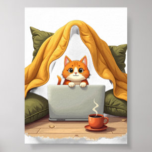Introvert Survival Mode Cat - Sorry I'm Late Humou Poster