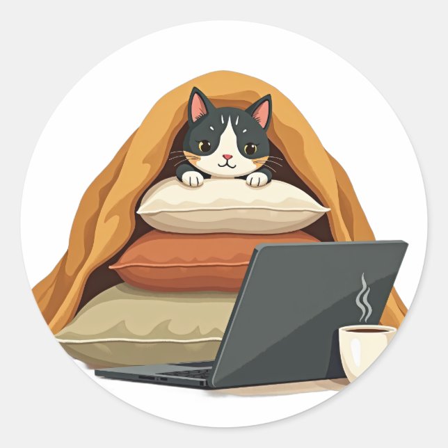 Introvert Survival Mode Cat Sticker - Sorry I'm La (Front)