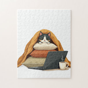 Introvert Survival Mode Cat Sticker - Sorry I'm La Jigsaw Puzzle