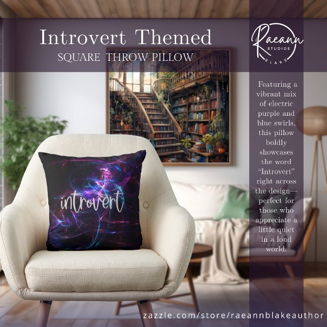 Introvert Themed Abstract Design Square Throw Pill Cushion (Creator Uploaded)