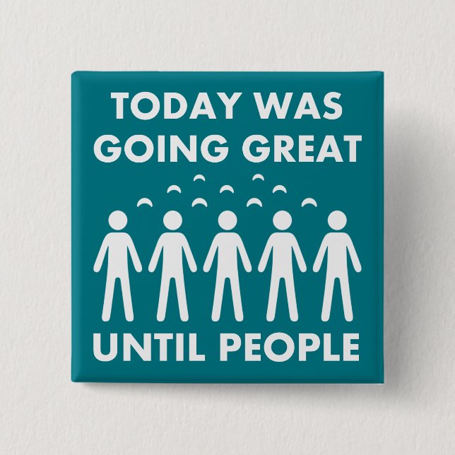 Introvert Until People Funny Button Badge Pin (Front)
