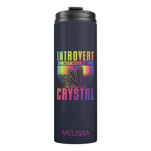 Introvert Willing to Discuss Crystal Personalise Thermal Tumbler (Front)