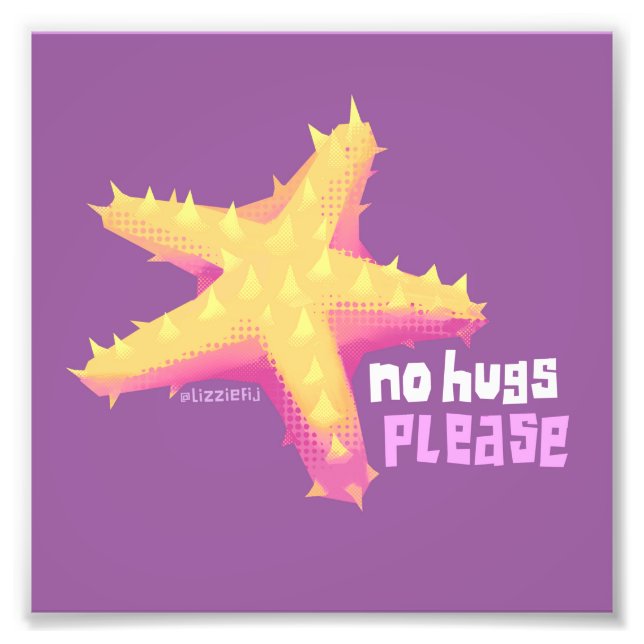 Introvertebrate starfish no hugs - small art print (Front)