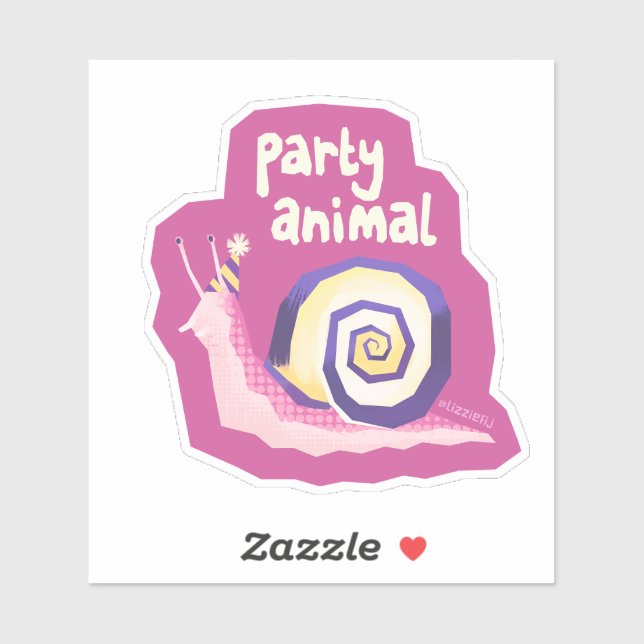 Introvertebrates pink party snail - medium sticker (Sheet)