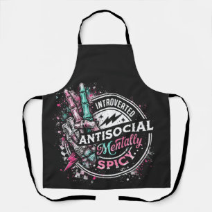 Introverted Antisocial Mentally Spicy Skeleton Apron