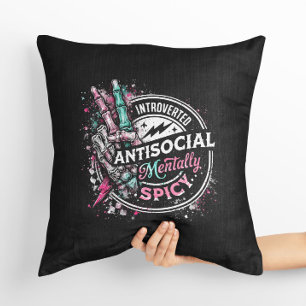 Introverted Antisocial Mentally Spicy Skeleton Cushion