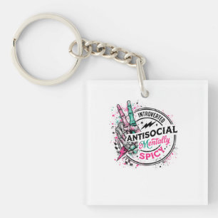 Introverted Antisocial Mentally Spicy Skeleton Key Ring