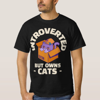 Introverted But Owns Cats Cat Lover T-Shirt