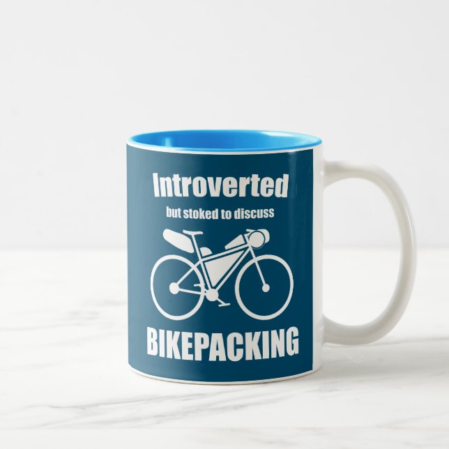Introverted But Stoked To Discuss Bikepacking Two-Tone Coffee Mug (Right)
