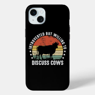 Introverted But Willing To Discuss Cows Funny Cow iPhone 15 Mini Case