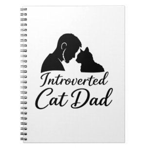 Introverted Cat Dad Vintage Silhouette Minimalist  Notebook