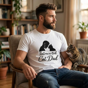 Introverted Cat Dad Vintage Silhouette Minimalist  T-Shirt