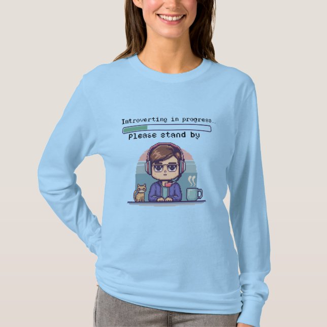 Introverting in Progress – Funny Retro Pixel T-Shirt (Front)