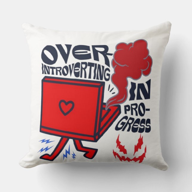 Introverting in Progress Throw Pillow | Cosy Decor (Front)