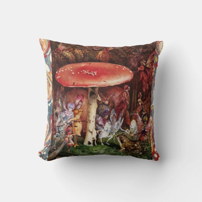 INTRUDER Frog and Fairies Under Red Mushroom Magic Cushion (Front)