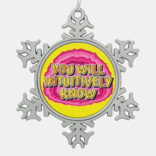 Intuitively Know Geode 12 Step AA Recovery Slogan Snowflake Pewter Christmas Ornament