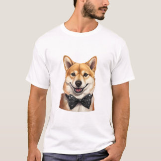 Inu Dog Wearing Bow Tie T-Shirt