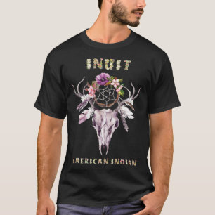 Inuit American Indian Tribe BOHO Floral Skull Retr T-Shirt