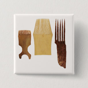 Inuit combs, from Northwest American coast 15 Cm Square Badge