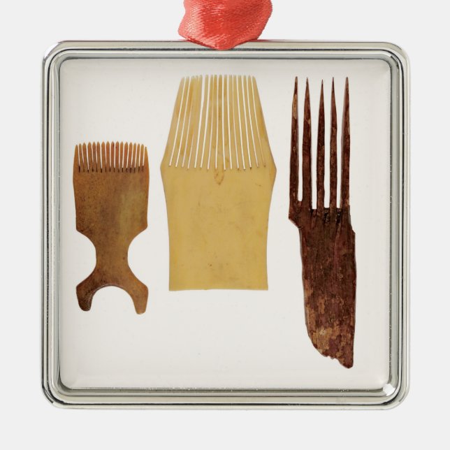 Inuit combs, from Northwest American coast Metal Tree Decoration (Front)