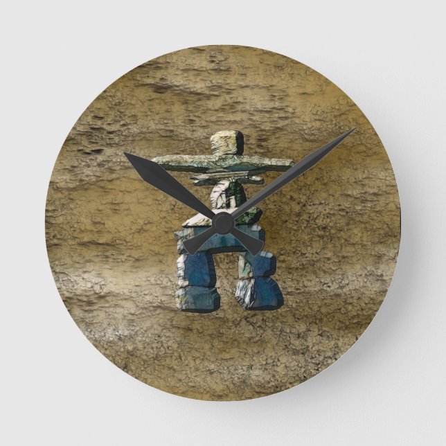 Inuit Eskimo Inukshuk & Rock Texture Clock (Front)