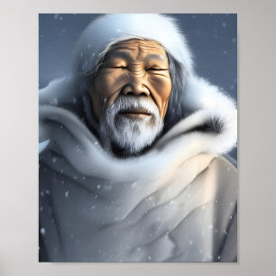 Inuit Grandfather of Snow and Mist Portrait   Poster
