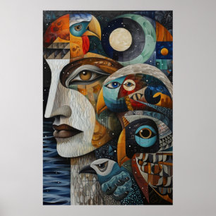 Inuit-Inspired Art: Arctic Life & Animals Poster