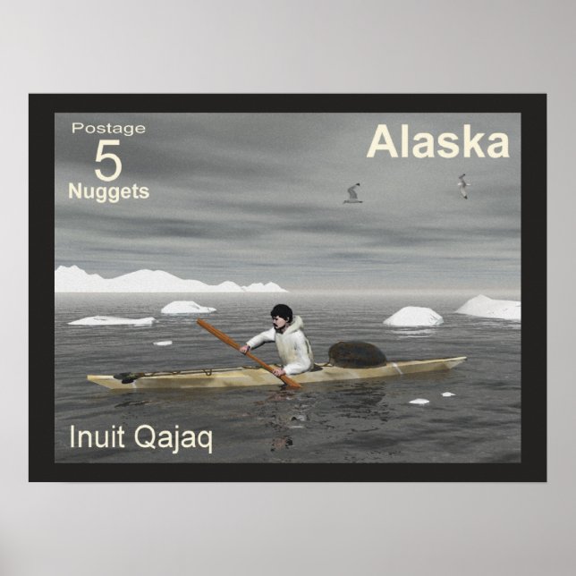 Inuit Kayak - Alaska Postage Poster (Front)