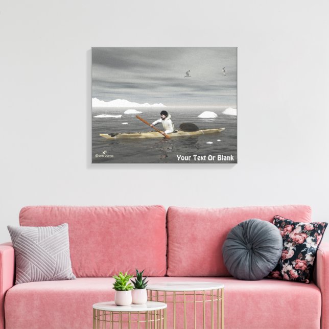 Inuit Kayak Canvas Print (Insitu(LivingRoom))