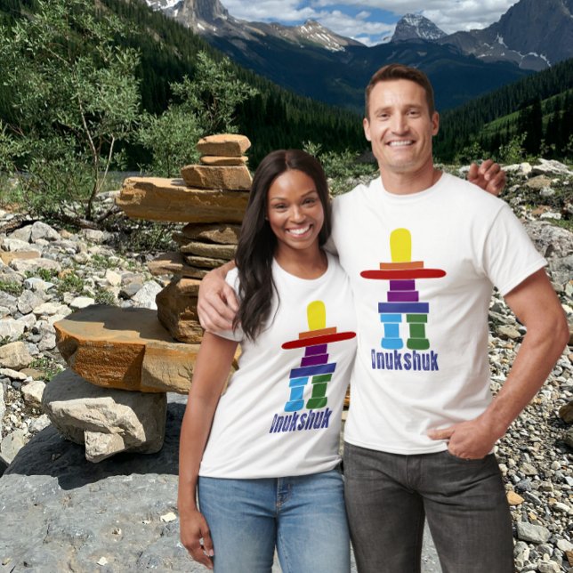 Inukshuk in Colour T-Shirt (Inukshuk rock formation t--shirt.)