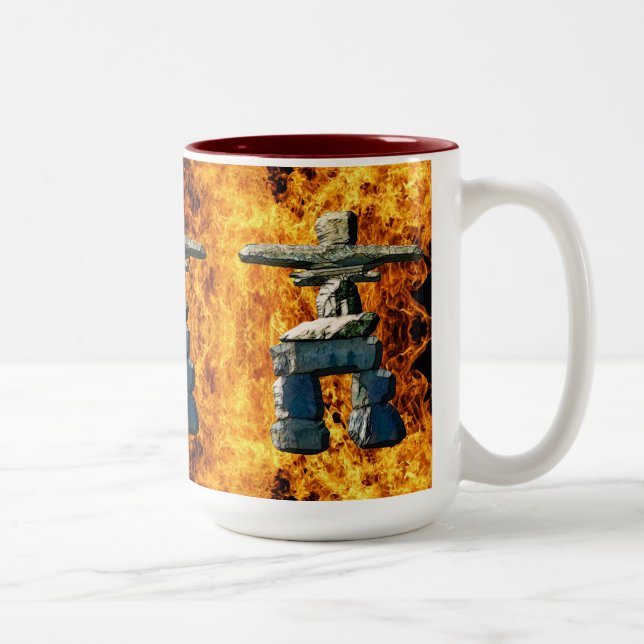Inukshuk Native American Spirit Stones Two-Tone Coffee Mug (Right)