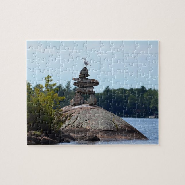 Inukshuk, Northern Lake, Canada jigsaw puzzle (Horizontal)