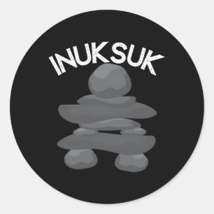 Inukshuk Stone Statue M Sculpture Inuksuk Classic Round Sticker