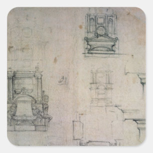 Inv. 1859 6-25-545. R.  Designs for tombs Square Sticker