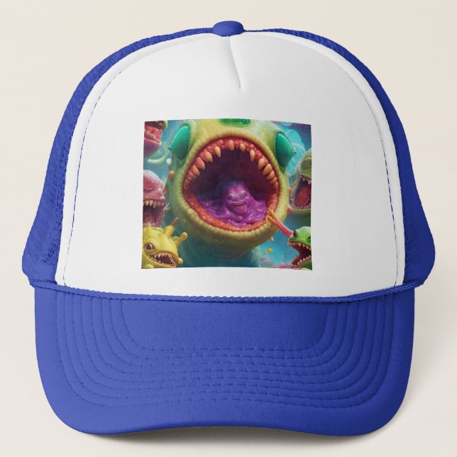 Invaded in Style Weirdo Alien Invasion Trucker Hat (Front)