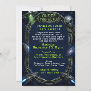 Invaders From Outer Space Halloween Costume Party Invitation