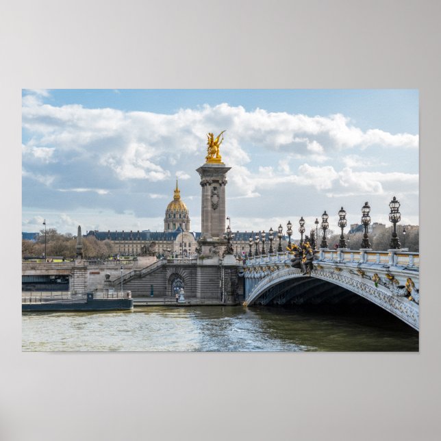 Invalides and Pont Alexandre III bridge - Paris Poster (Front)