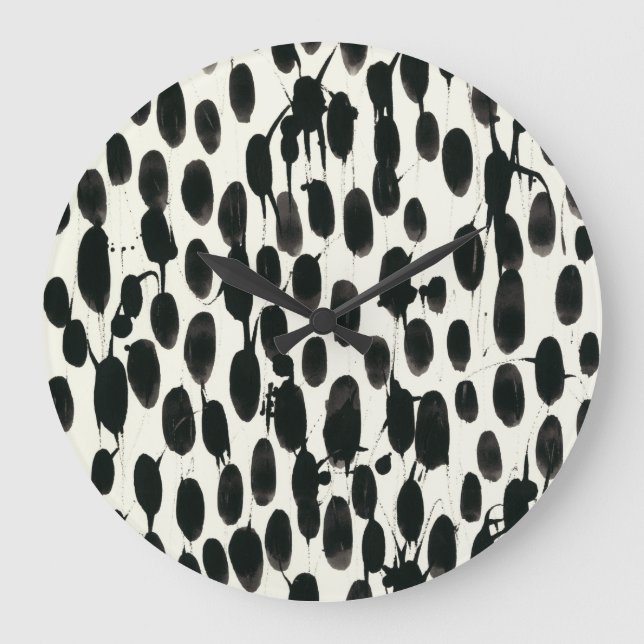 Invariable I | Black Watercolor Large Clock (Front)