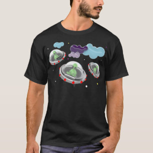 Invasion Of The Green Aliens Ufo'S With Little Gre T-Shirt