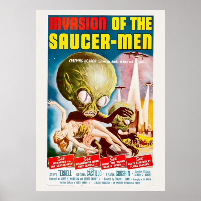 Invasion Of The Saucer-Men Sci-Fi Horror Movie Poster (Front)