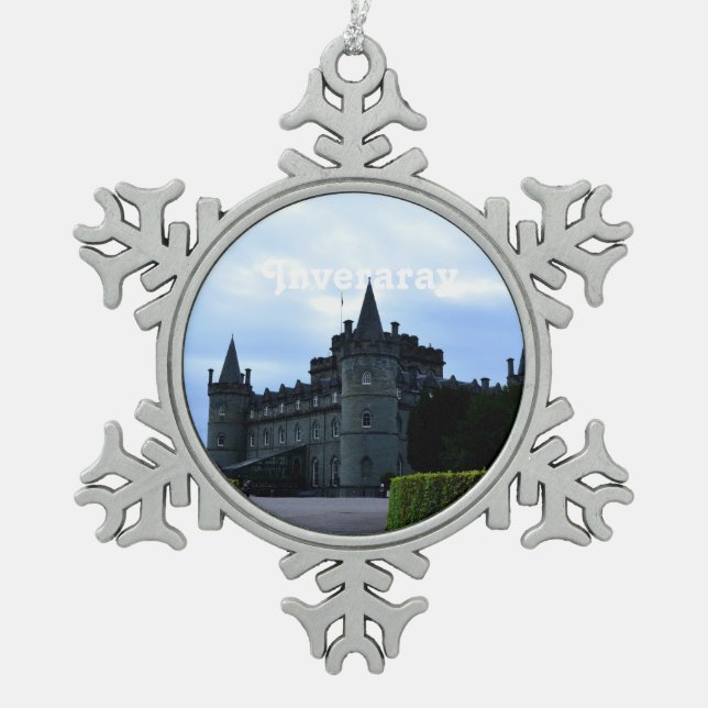 Inveraray Castle in Argyll Snowflake Pewter Christmas Ornament (Front)