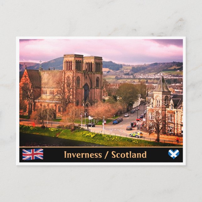 Inverness & Cathedral, Scottish Highlands Capital Postcard (Front)