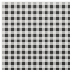 Inverse Black White Gingham Check Fabric